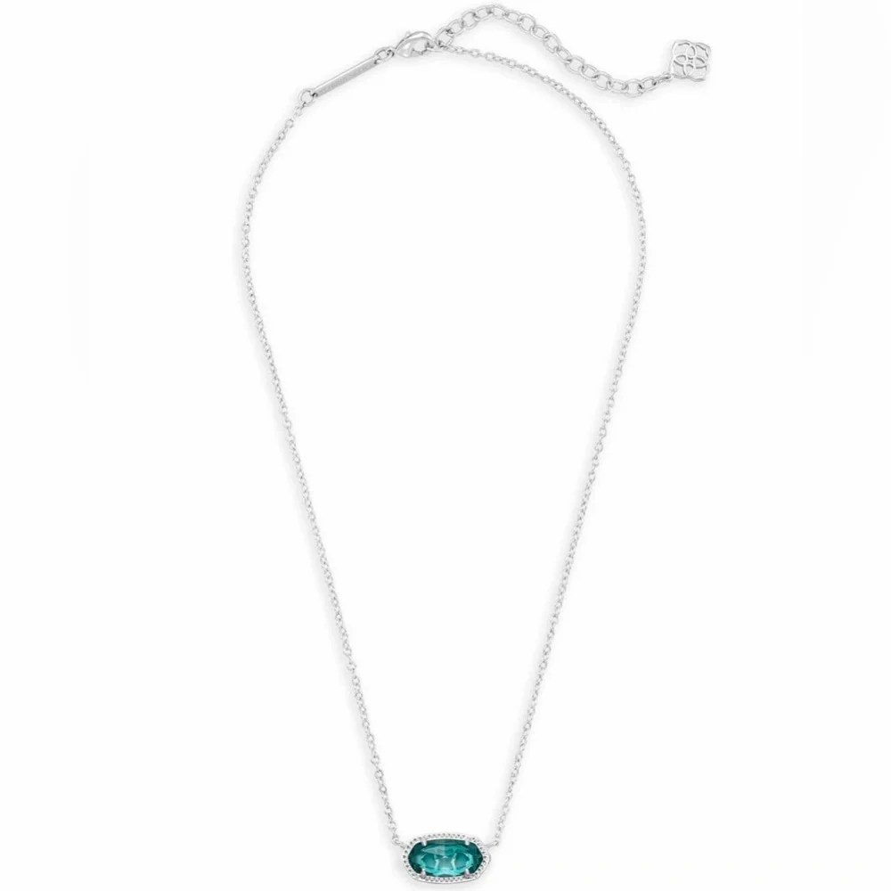 Kendra Scott Silver Necklace with Teal Pendant - Picture 3 of 7